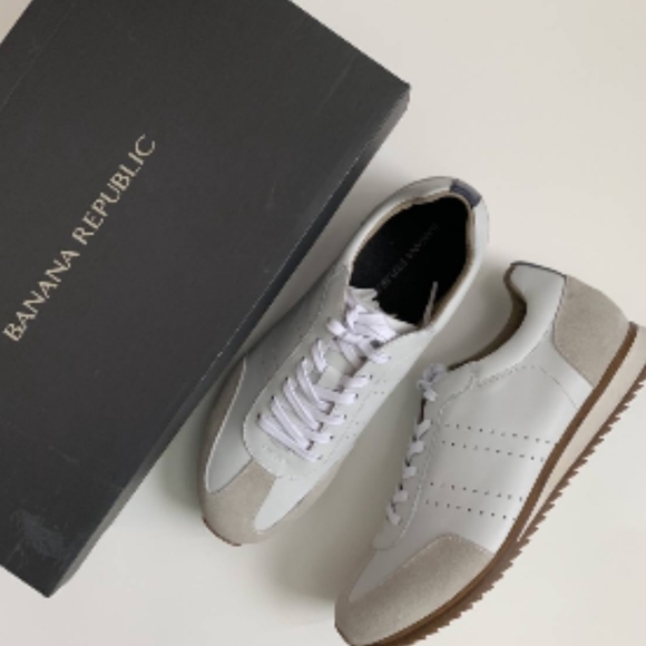 Banana Republic Other - Banana Republic Thane Leather Trainer Sneaker White Leather Sz. 10M